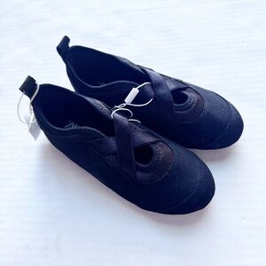 Zara Girl New Sporty Slip On Athletic Ballet Flats in Black NWT